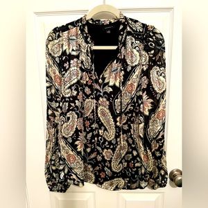 Black, floral paisley top